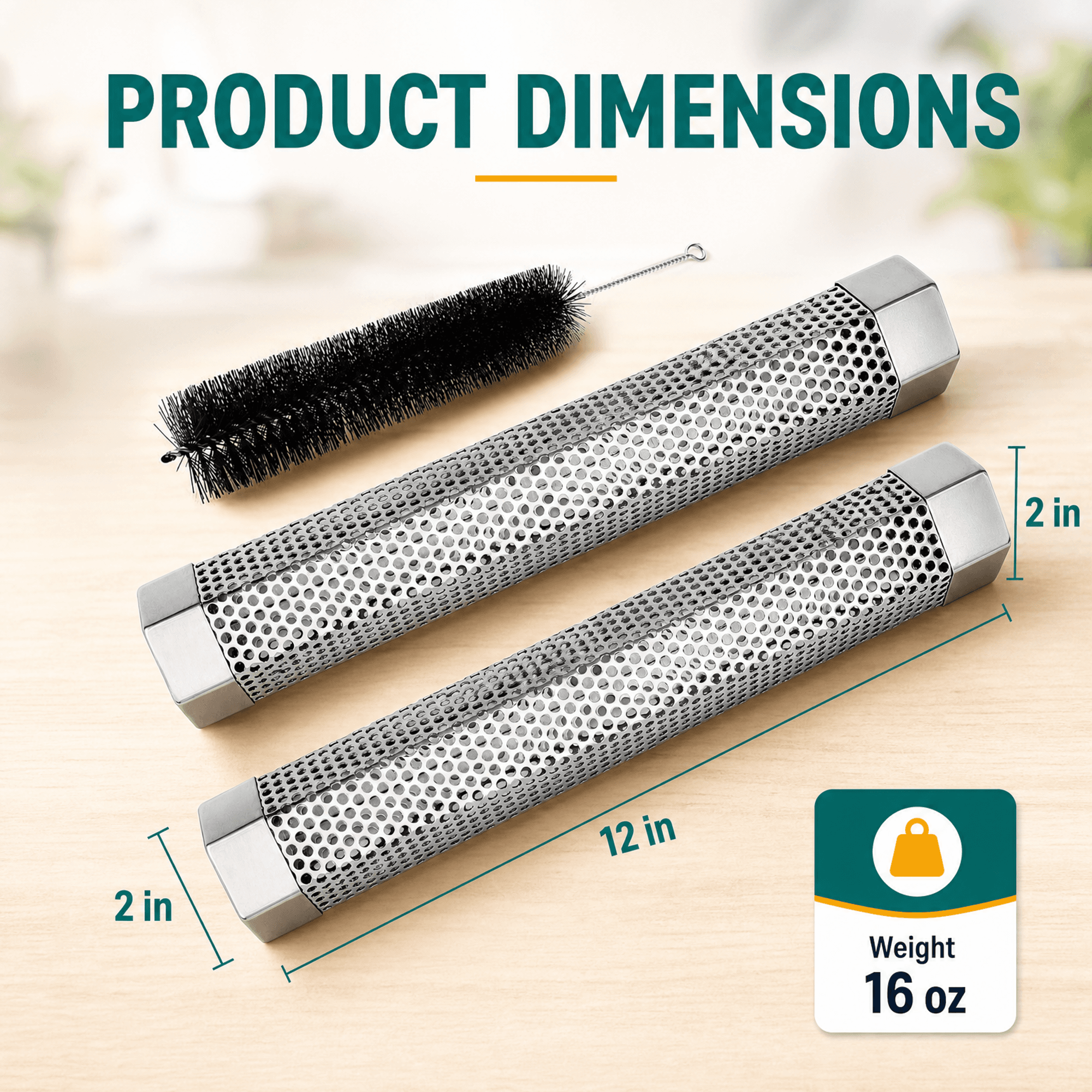 Smoker Tube Set dimension graphic example generated by ListingImage.app